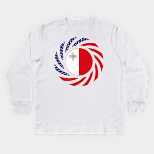 Maltese American Multinational Patriot Flag Series Kids Long Sleeve T-Shirt